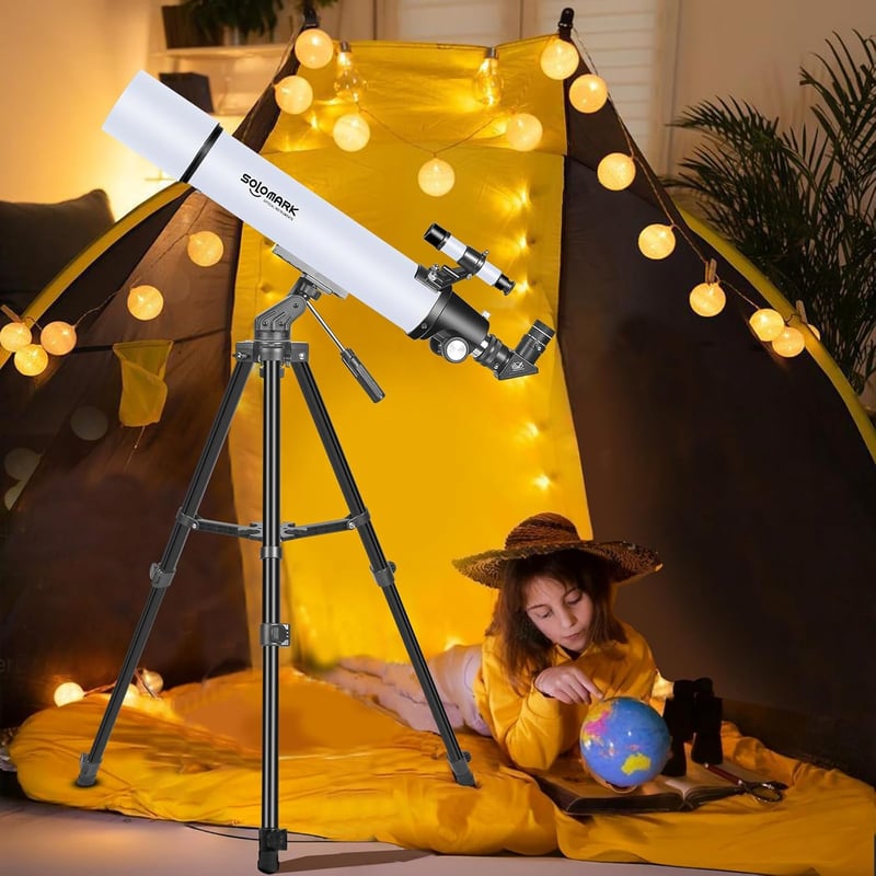 SOLOMARK 80 mm 900 mm refraktor távcső felnőtteknek és gyerekeknek kezdőknek, kompakt utazó távcső tok és telefontartóval