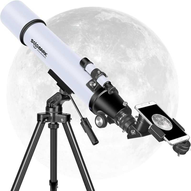 SOLOMARK 80 mm 900 mm refraktor távcső felnőtteknek és gyerekeknek kezdőknek, kompakt utazó távcső tok és telefontartóval