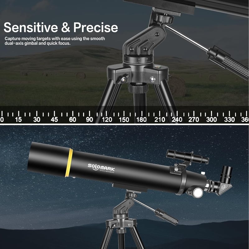 SOLOMARK 80mm refraktor teleszkóp 900mm fókusztávolság hordtáskával - 80900 Black