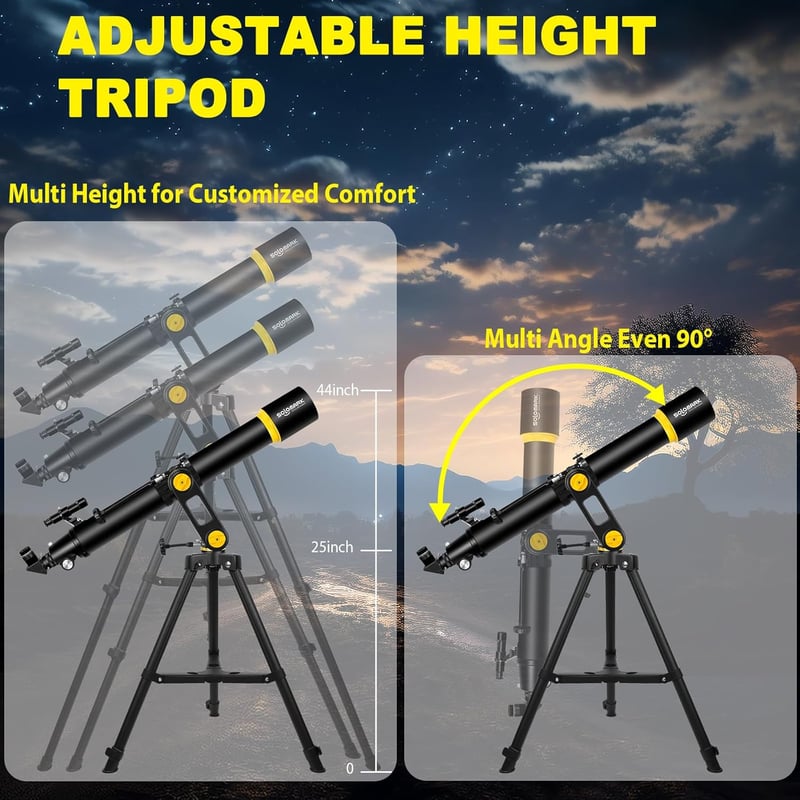 SOLOMARK 90mm Refraktor Teleszkóp 1000mm Fókusztávolság Csillagászati Megfigyeléshez - 901000