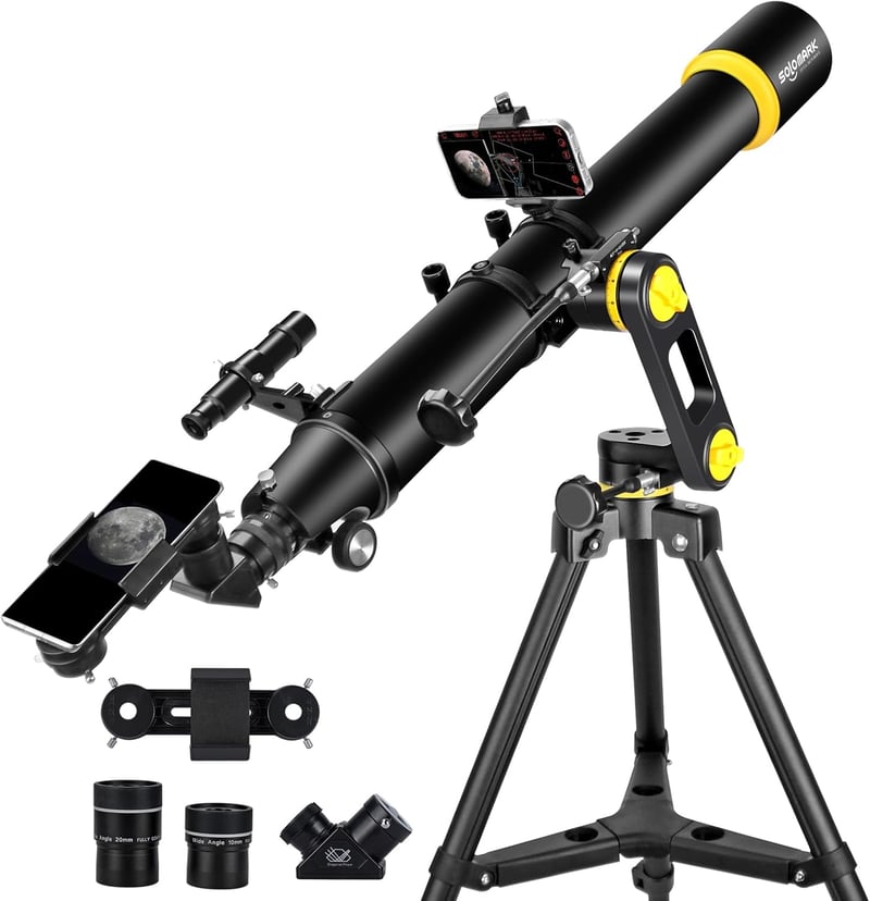 SOLOMARK 90mm Refraktor Teleszkóp 1000mm Fókusztávolság Csillagászati Megfigyeléshez - 901000