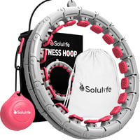 Solulife Hula Hoop Felnőtteknek Fogyáshoz és Masszázshoz, 24 Darabos Súlygolyós Karika Szürke-Rózsaszín, Állítható Méret 1