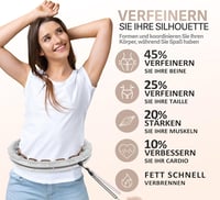 Solulife Hula Hoop Felnőtteknek Fogyáshoz és Masszázshoz, 24 Darabos Állítható Karika Súlygolyóval, ABS Anyag, Taupe Szín 2