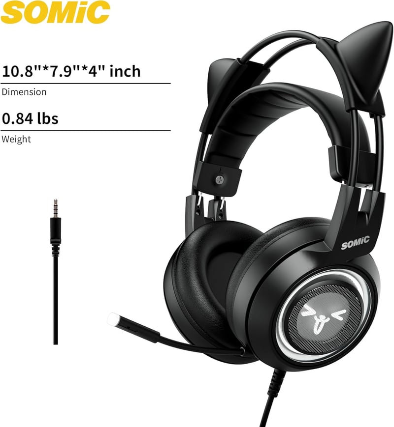 SOMiC G951S Rózsaszín Gaming Headset Macskafüles Fejhallgató Mikrofonnal