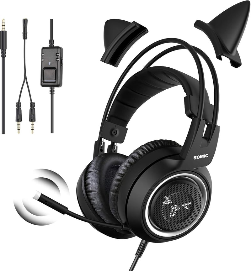 SOMiC G951S Rózsaszín Gaming Headset Macskafüles Fejhallgató Mikrofonnal