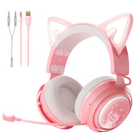Herné slúchadlá Somic s mikrofónom, headset s mačacími ušami, 3,5 mm káblové slúchadlá s výsuvným mikrofónom s potlačením hluku, pre Xbox One, PS5, PS4, PC, ružové 1