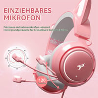Herné slúchadlá Somic s mikrofónom, headset s mačacími ušami, 3,5 mm káblové slúchadlá s výsuvným mikrofónom s potlačením hluku, pre Xbox One, PS5, PS4, PC, ružové 6