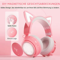 Herné slúchadlá Somic s mikrofónom, headset s mačacími ušami, 3,5 mm káblové slúchadlá s výsuvným mikrofónom s potlačením hluku, pre Xbox One, PS5, PS4, PC, ružové 5