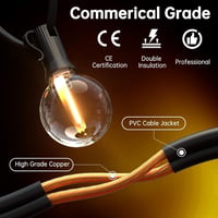 Ghirlandă luminoasă solară de exterior cu LED-uri SON4SUN, 20 m, 30 becuri G40 plus 2 becuri G40 de rezervă, rezistentă la apă IP44, alb cald, pentru grădină, terasă, nuntă 3
