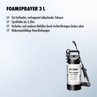 SONAX FoamSprayer habosító szórófej 3 literes tartállyal – takarítószer-fogyasztást csökkentő professzionális habszóró 3