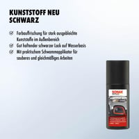 SONAX Kunststoff Neu Schwarz čierny ošetrujúci a renovačný sprej na plasty 100 ml 3