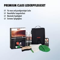 Set de întreținere a pielii Sonax PremiumClass 3x250 ml - 2x Soluție de curățare piele, 1x Cremă de îngrijire piele, lavetă din microfibră, aplicator, perie de curățare 3