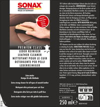 Set de întreținere a pielii Sonax PremiumClass 3x250 ml - 2x Soluție de curățare piele, 1x Cremă de îngrijire piele, lavetă din microfibră, aplicator, perie de curățare 2