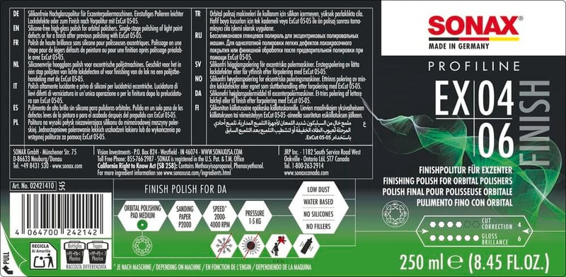 SONAX ProfiLine EX 04/06 Autó Polírozó Paszta Professzionális Fényezéshez