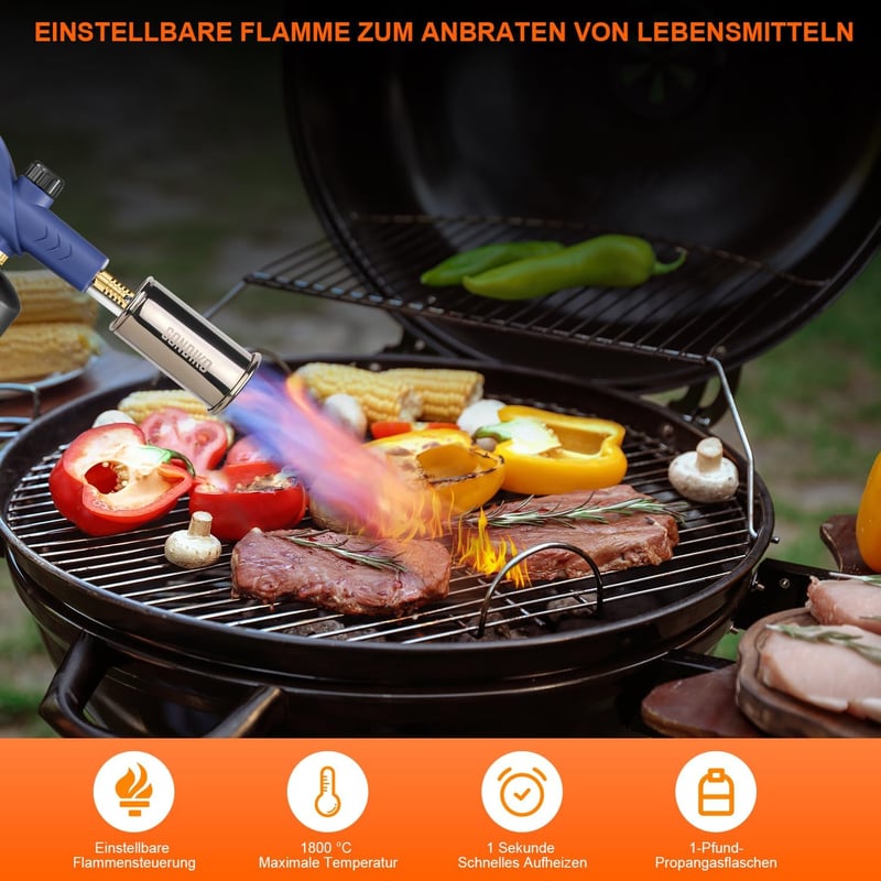 Sondiko Gázégő Lángfúvóka Grillezéshez és Konyhai Használatra