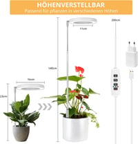 Sondiko LED Növénylámpa 140cm Állítható Magassággal, Teljes Spektrum, 72 LED, 3 Mód, Időzítő 2