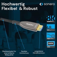 Optický hybridný kábel Sonero 8K HDMI 2.1, 10 metrov, 8K 60Hz, 4K 120Hz, podpora HDR, HDCP 2.2, antracitová farba, pre prenos na dlhé vzdialenosti 6