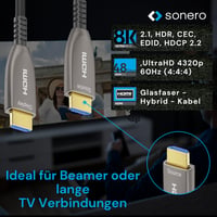 Optický hybridný kábel Sonero 8K HDMI 2.1, 10 metrov, 8K 60Hz, 4K 120Hz, podpora HDR, HDCP 2.2, antracitová farba, pre prenos na dlhé vzdialenosti 2