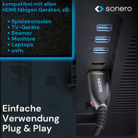 Optický hybridný kábel Sonero 8K HDMI 2.1, 10 metrov, 8K 60Hz, 4K 120Hz, podpora HDR, HDCP 2.2, antracitová farba, pre prenos na dlhé vzdialenosti 3