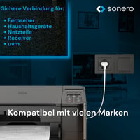 Sonero sieťový kábel, 2-pólová euro zástrčka typu C s konektorom IEC C7, zahnutý 90°, 3 m, pre TV, PS5, PS4, PS3 a domáce spotrebiče, biely 3