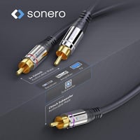 Audiokábel Sonero Premium RCA, 1x RCA zástrčka - 2x RCA zástrčka, 2 m, pozlátené kontakty, čierny 3