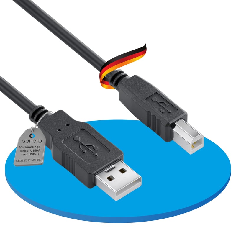 Sonero USB 2.0 aktivni kabel s pojačalom signala, USB-A na USB-B kabel za pisač, 480 Mbit/s, 10 m, crni