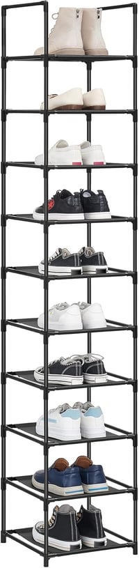 SONGMICS LSR110B02 10 szintes cipőtartó állvány, 33x33x173 cm, fém váz - fekete 9