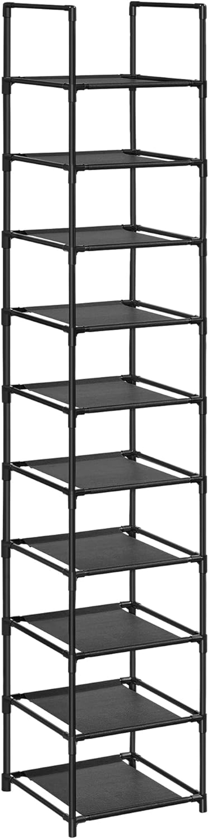 SONGMICS LSR110B02 10 szintes cipőtartó állvány, 33x33x173 cm, fém váz - fekete