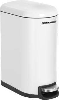 SONGMICS 10L Pedálos Szemetes Fürdőszobai Rozsdamentes Acél Soft Close Fehér - Cloudy white 1