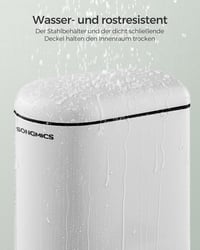 SONGMICS 10L Pedálos Szemetes Fürdőszobai Rozsdamentes Acél Soft Close Fehér - Cloudy white 5