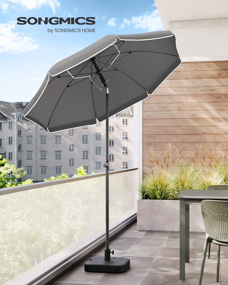 SONGMICS 160 cm-es napernyő UPF 50+ védelemmel, hajlítható, magasságállítható, szürke