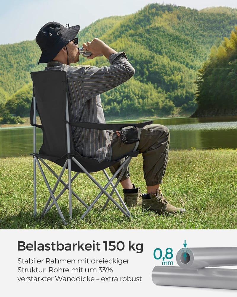 SONGMICS 2 db összecsukható kemping szék 150 kg teherbírás italtartóval