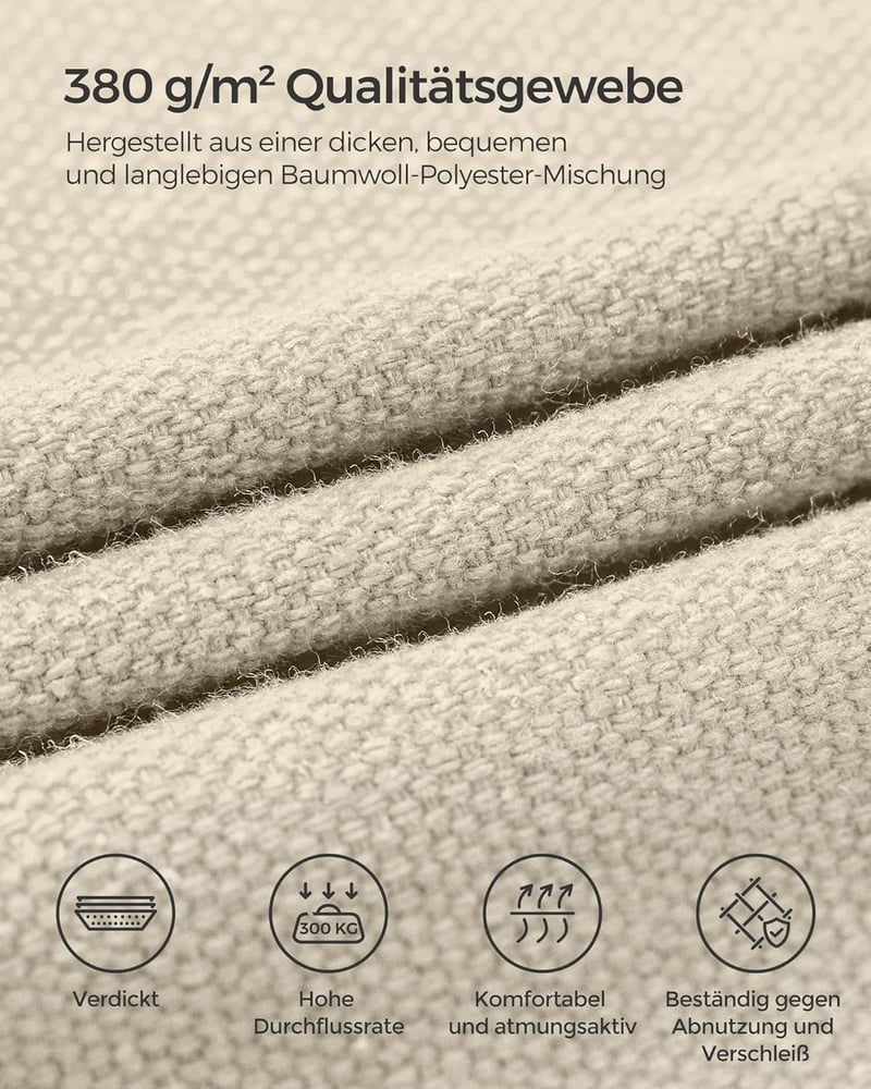 SONGMICS 2 személyes függőágy 210x150 cm, 300 kg terhelhetőség, kültéri hálózat táskával - Beige