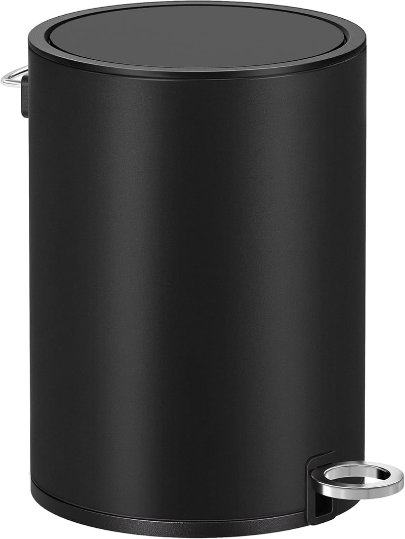 SONGMICS 3 literes fürdőszobai szemetes fedéllel, puha záródás, rozsdamentes acél, fekete - 3 L, Ink Black