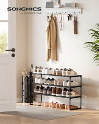 SONGMICS 3 szintes cipőtartó 16-20 pár cipőhöz, fém, fekete, 92 cm magas 2