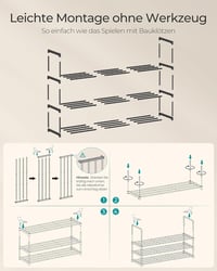 SONGMICS 3 szintes cipőtartó 16-20 pár cipőhöz, fém, fekete, 92 cm magas 7