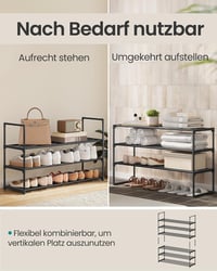 SONGMICS 3 szintes cipőtartó 16-20 pár cipőhöz, fém, fekete, 92 cm magas 4