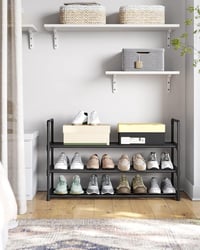 SONGMICS 3 szintes cipőtartó 16-20 pár cipőhöz, fém, fekete, 92 cm magas 8