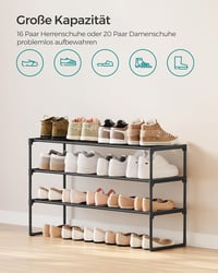 SONGMICS 3 szintes cipőtartó 16-20 pár cipőhöz, fém, fekete, 92 cm magas 5