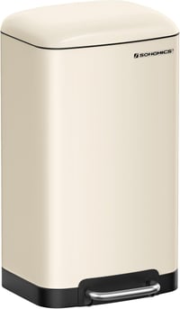 SONGMICS 30L Rozsdamentes Pedálos Szemetes Soft Close Fehér - Cloudy white 1
