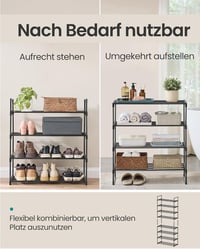 SONGMICS 4 szintes cipőtartó 10-15 pár cipőhöz, fém cipőszekrény, fekete 4