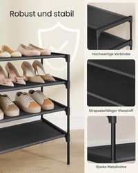 SONGMICS 4 szintes cipőtartó fém kerettel, fekete, 70 cm magas, szűkös helyekre 4