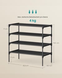 SONGMICS 4 szintes cipőtartó fém kerettel, fekete, 70 cm magas, szűkös helyekre 3