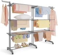 SONGMICS 4 szintes ruhaszárító összecsukható szárnyakkal és kerekekkel 63,5x177,5cm 1