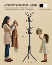 SONGMICS ALAN RCR081BH01 metalni stalak za odjeću visine 175 cm, sa 16 kuka, za odjeću, torbe i šešire, za predsoblje i dnevni boravak, crne boje 6