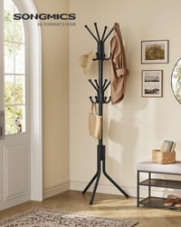 SONGMICS ALAN RCR081BH01 metalni stalak za odjeću visine 175 cm, sa 16 kuka, za odjeću, torbe i šešire, za predsoblje i dnevni boravak, crne boje 2
