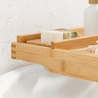 SONGMICS bambusz fürdőpolc kádra, állítható fürdőszobai polc pohártartóval és szappantartóval 7