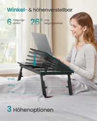SONGMICS Bambusov stol za laptop od medijapana za krevet, podesiv po visini, 55 x 34,9 cm 3