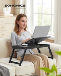 SONGMICS Bambusov stol za laptop od medijapana za krevet, podesiv po visini, 55 x 34,9 cm 2