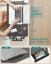 SONGMICS Bambusov stol za laptop od medijapana za krevet, podesiv po visini, 55 x 34,9 cm 4